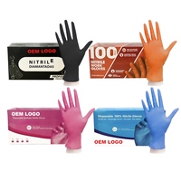 Gants Jetables en Nitrile 3 Mil pour Tatouage, Salon de Beauté, Nettoyage, avec Logo Personnalisé, Sans Latex ni Poudre, Aptes au Contact Alimentaire, Doigts Texturés