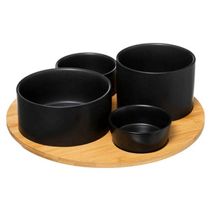 Antipasto in ceramica di bambù vassoio da portata in gres legno ciotole <span class=keywords><strong>per</strong></span> Snack Tapas Set <span class=keywords><strong>per</strong></span> <span class=keywords><strong>aperitivo</strong></span> Tapas in ceramica Set da servire Snack - Product Image 2