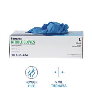 Guantes de Nitrilo Desechables Grandes Azules sin Polvo Boardwalk, 5 Mil, 100 Guantes/Caja, 10 Cajas/Cartón - Product Image 6