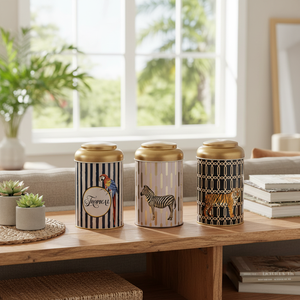 ชุดกล่องเก็บของโลหะทรงกลมขนาด105X150มม. (ชุด3ชิ้น) ดีไซน์ซาฟารีฝาโดม - Product Image 3