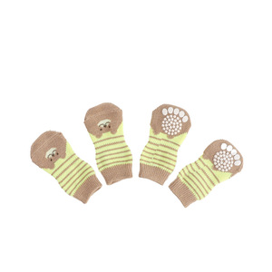 Calcetines para mascotas, para gatos y perros, de dibujos animados, tejidos, cálidos, antideslizantes, estilo invernal para exteriores, con diseño de oso pardo, pato amarillo, azul y beige. - Product Image 4