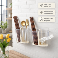 Boîte à baguettes en plastique compacte et précieuse pour la cuisine domestique, support mural pour vaisselle, conteneur de qualité alimentaire avec drainage