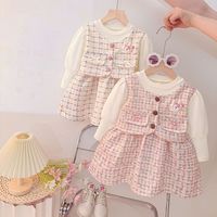 Niedliches Mehrlagiges Langarm-Prinzessinnenkleid Frühling Baby Mädchen Kinder 1. Geburtstag Festkleid