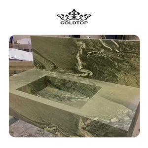 Piedra de Cuarzo Verde Gucci Pulido de Lujo GOLDTOP con Vetas Esmeralda para Islas de Cascada Exclusivas y Características de Tiendas Boutique - Product Image 3