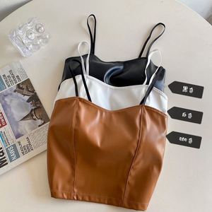 I-0671 Sujetador estilo chaleco de cuero para mujer, con espalda hermosa, ajustado, corto, con copas fijas y almohadillas para el pecho - Product Image 3
