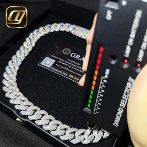 สร้อยคอแบบ Cuban Link ฮิปฮอป ชุบเงินแท้ 925 ประดับเพชร Moissanite VVS ขนาด 16 มม. ผ่านการทดสอบเพชร เหมาะสำหรับเครื่องประดับฮิปฮอป - Product Image 3
