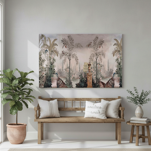Toile de jardin d'oiseaux tropicaux : Impression de paysage panoramique vibrant, toile encadrée - Product Image 3