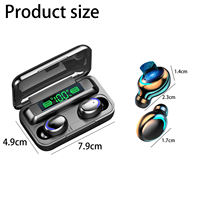 Casque Bluetooth sans fil F9 personnalisable, IPX6, écran numérique, casque Bluetooth, stéréo 9D, casque de sport, cadeau d'affaires