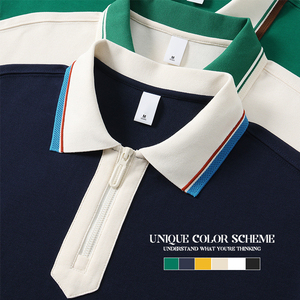 Polo da Uomo in Cotone 240gsm con Mezza Zip e <span class=keywords><strong>Colletto</strong></span> Rovesciato, Asciugatura Rapida, Casual e Streetwear, Vendita all'Ingrosso con MOQ <span class=keywords><strong>Basso</strong></span> - Product Image 3