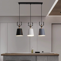 Lampe suspendue LED en fer de style nordique minimaliste moderne pour chambre et bureau, avec hauteur réglable, intensité variable, Ra80, taille moyenne, garantie de 2 ans