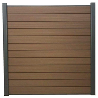 Panneau de clôture composite WPC rainuré en teck 6 pi x 6 pi avec supports à pointes pour poteaux, idéal pour chantier, écologique et anti-rongeurs