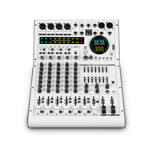 Professional LX6 Wireless Noise Cancelling Audio Mixer with Reverb Adjustable Voice for Stage Wedding Recording 2-Device Support