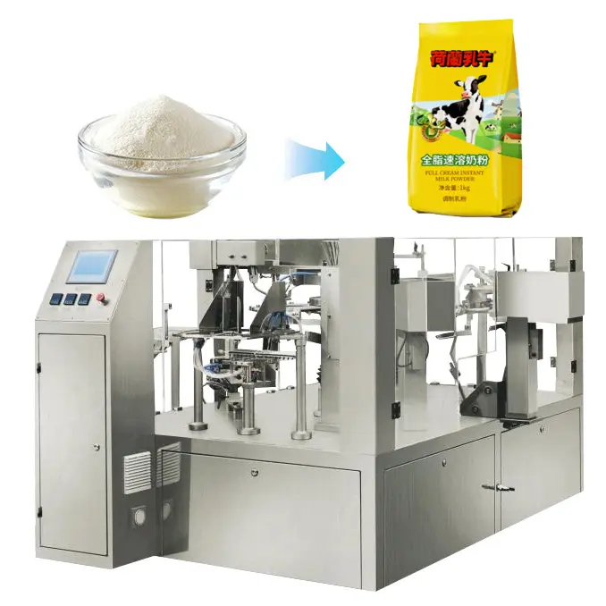 Machines d'emballage de sachets debout multifonctions automatiques Machine d'emballage de lait en poudre Matcha cacao
