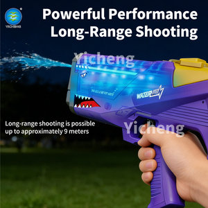 Pistola de Agua Eléctrica de Plástico con Forma de Tiburón, Pistola de Agua Automática con Luz LED, Compatible con Botellas, Recargable, Juguete Acuático de Verano para Niños - Product Image 5
