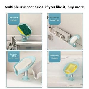Support à Savon Créatif en Forme de Feuille de Lotus en PP, Fixation par Ventouse, Sans Perçage, Tendance, pour Salle de Bain et Toilettes, Drainant - Product Image 4
