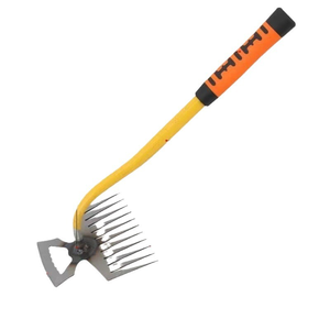 Acciaio al Manganese tirando forcone <span class=keywords><strong>per</strong></span> <span class=keywords><strong>giardinaggio</strong></span> attrezzi agricoli rastrello <span class=keywords><strong>per</strong></span> la rimozione di terreni sciolti ortaggi selvatici pala diserbo strumento più pulito - Product Image 4