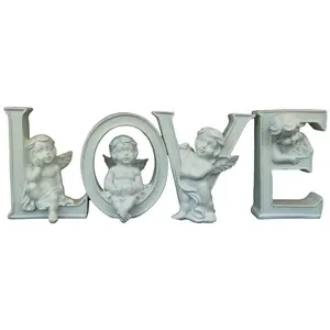 Estátuas Atacado Personalizado Resina Artesanato LOVE Angel Figurine Dia dos Namorados Casais Presente Casamento Decoração Prop