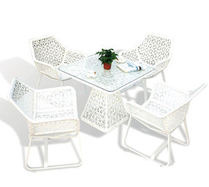 Vendita calda giardino ristorante all'aperto <span class=keywords><strong>Cafe</strong></span> 4 posti mobili in Rattan tavolo da pranzo e sedie Set - Product Image 4