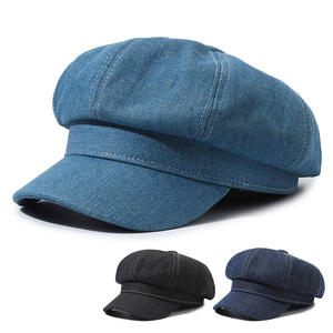 2025 nouveau Style britannique grande taille Cabbie Jeff Denim mode huit panneaux quatre saisons gavroche chapeau bérets pour unisexe - Product Image 4