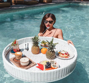 Plateau de petit-déjeuner flottant rond personnalisé pour hôtel, pour utilisation en piscine, étanche, léger, portable, plateau de service pour aliments et boissons - Product Image 4