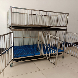 LIZE Pet köpek katlanır kafes hayvan nefes düğmesi ev Kennels lüks Metal tepsi 304 paslanmaz çelik küçük hayvanlar kafes gümüş - Product Image 4