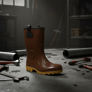 Botte de sécurité en PVC marron avec semelle pour la protection au travail - Product Image 3