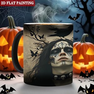 Curved Handle Mug 11oz Frosted Black <b>Ceramic</b> Heat Sensitive Daily Use <b>Cup</b> - Product Image 6