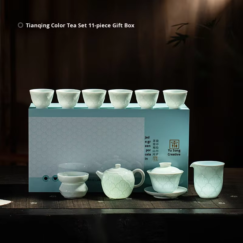 Sky blue tea set-11 head set-gift box