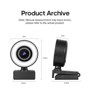 Cámara web al por mayor adecuada para uso comercial, Full HD con función de luz de relleno, webcams de fábrica 720p 1080p 2K USB en stock, cámara CMOS de 1/3 de pulgada 2K 2 - Product Image 2