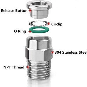 SS 304 Chất Liệu Thẳng Loại Nam Chủ Đề Nhanh Chóng Kết Nối Không Khí Ống Phù Hợp Khí Nén Đẩy Trong Phù Hợp - Product Image 1