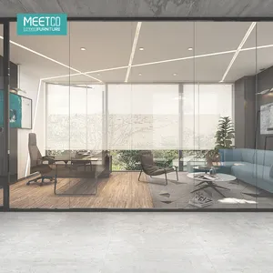 Meetco terbaru desain kaca interior kantor partisi panel dinding digunakan pemisah ruangan layar partisi