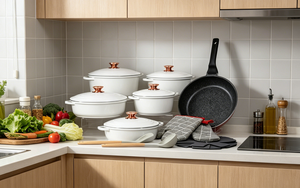 Juego de Utensilios de Cocina Antiadherentes <span class=keywords><strong>Blancos</strong></span> de 15 Piezas Zunck con Perillas <span class=keywords><strong>en</strong></span> Oro Rosa y Sartén de Granito - Product Image 5