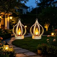 Lanterne solaire d'extérieur suspendue, lampe à LED chaude, allumage et extinction automatiques, lampe de jardin pour la décoration de la cour, du patio et du porche