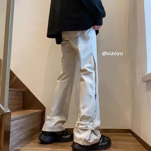 Pantalones Cargo con Botones para Hombre, Diseño Pintado Informal, Estilo Americano, Corte Ajustado Ligeramente Acampanado, para Primavera y Otoño - Product Image 5