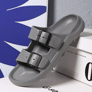 Nouveauté 2024, sandales plates en EVA respirantes à double sangle colorées, à bout ouvert, pour hommes, chaussures d'été - Product Image 4