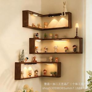 Wooden Corner <b>Shelf</b> Wall Mounted Floating Storage <b>Rack</b> For Christmas Decor And Toys - Product Image 3