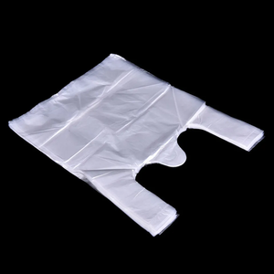 Handled Plastic Harvesting Packing Shopping Bag White Carrier Bag Standard Supermarket Size T-Shirt Bag