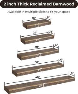 Estantes flotantes de madera Estante rústico de madera gruesa sólida real Hecho a mano - Product Image 6