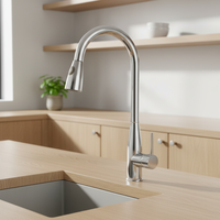 Robinet de cuisine moderne en laiton chromé avec cartouche en céramique, monocommande, bec pivotant, à poser sur comptoir