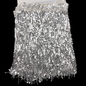 Ribete de Encaje Vintage Ecológico en Oferta, con Borde Dorado y Plateado, Flecos de Borlas y Lentejuelas para Bolsos - Product Image 2