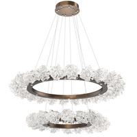 Lustre LED moderne de luxe à deux niveaux en forme de fleur, en verre soufflé à la main, pour villa, salon, hall d'hôtel