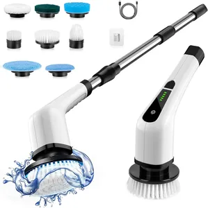 Vendita calda Cordless elettrico Spin Scrubber Scrubber Scrubber per la casa 400RPM/Mins-8 spazzola sostituibile Heads-90Mins tempo di lavoro