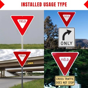 Panneau de signalisation de recul en aluminium réfléchissant, 30x30 pouces, conforme à la norme MUTCD, pour <span class=keywords><strong>intersection</strong></span> - Product Image 6