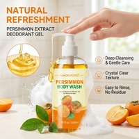 Gel Douche Hydratant et Désodorisant au Kaki Effet Blanchissant, Nettoyage en Profondeur pour Soins Corporels – Marque Blanche