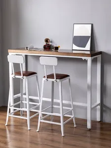 Ensemble de Table et <span class=keywords><strong>chaises</strong></span> de Bar industriel de haute qualité, ensemble de 2 tables de hauteur de Bar de <span class=keywords><strong>cuisine</strong></span> avec tabourets, cadre en acier, vente en gros - Product Image 2