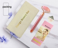 Best-seller - Masseur facial de haute qualité - Rouleau de massage facial vibrant électrique en quartz rose - Pierre de jade