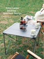 Table de camping pliable en aluminium léger, portable, pliable, pour pique-nique en plein air, structure stable avec sac de transport pour le camping