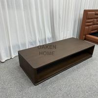 Table basse en bois massif OAKEN, profil bas, compartiment de rangement ouvert, style minimaliste japonais, table de salon en chêne, meubles pour la maison