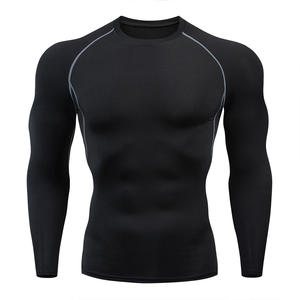 T-shirt de compression en polyester grande taille S-3XL à manches longues pour homme, vêtement de fitness, t-shirt de sport, production OEM - Product Image 5