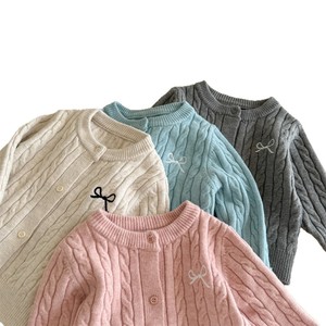 <b>Girls</b> Knitted <b>Cardigan</b> Cotton Solid Color Autumn Sweater Coat Single Breasted <b>Pink</b> Beige Gray Blue Kids Fashionable - Product Image 4